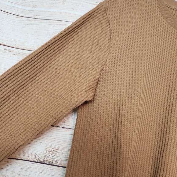 RVCA Day Shift Thermal Shirt Men’s Large Brown Waffle Knit Long Sleeve Size M - Picture 3 of 15